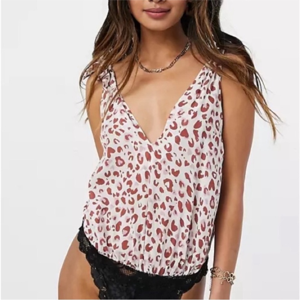 Free People Bare It All Leopard Print Bodysuit